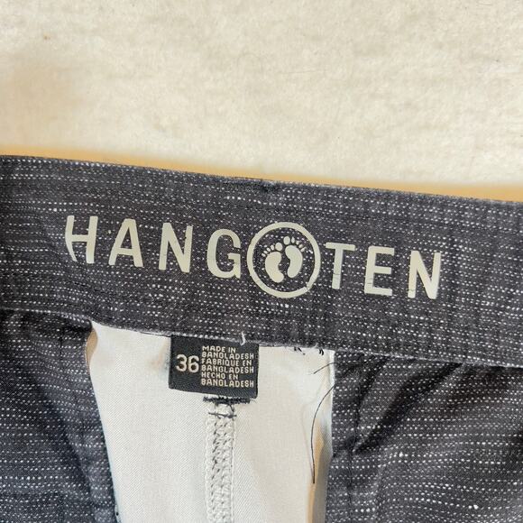 Hang Ten Hybrid Shorts Men W36 Quick Dry Mesh Pockets Black Grey Stripe STRETCH - Picture 2 of 16